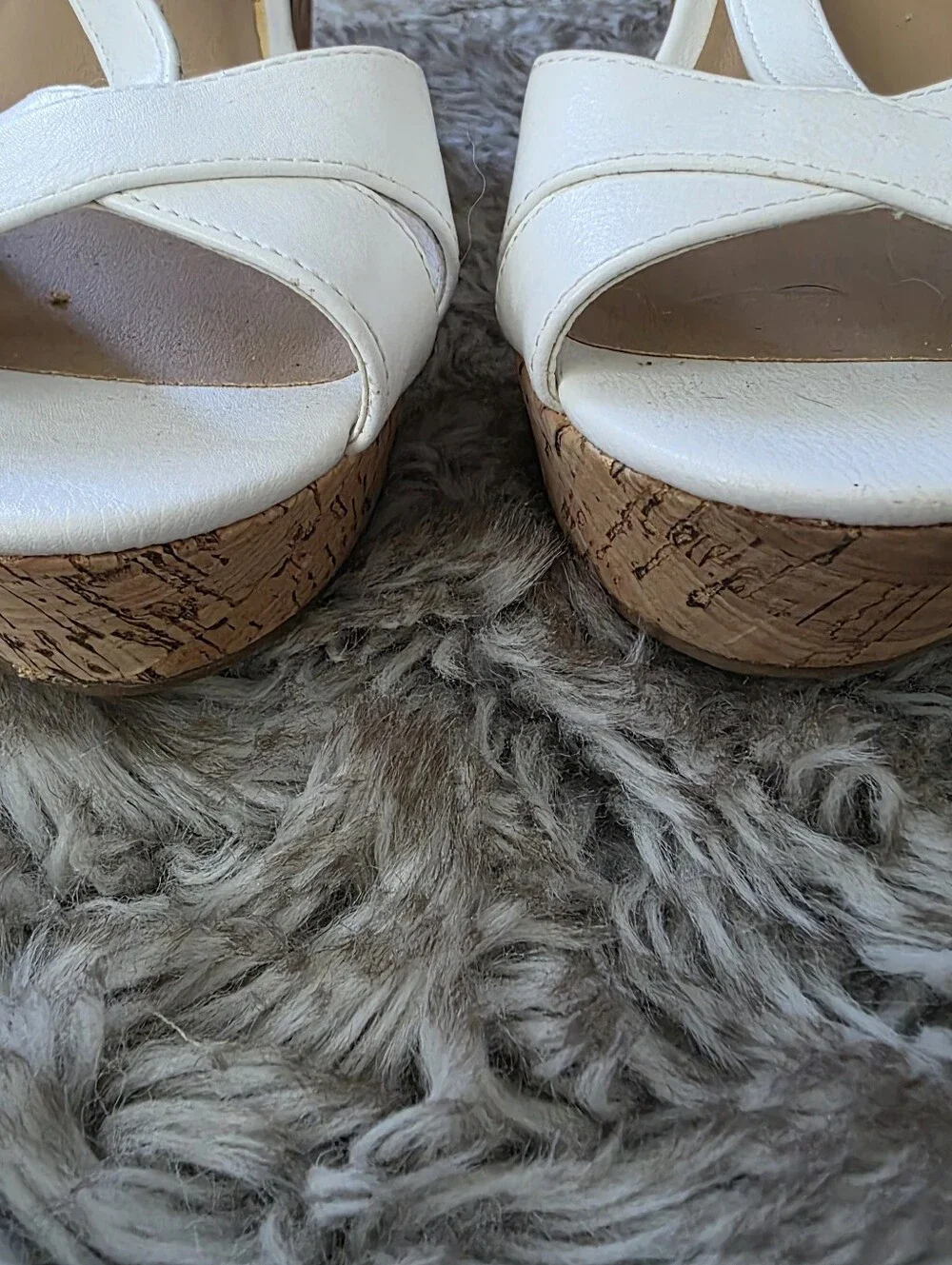 Sun + Stone Jamie White Cork Platform Sandals Women's Size 7